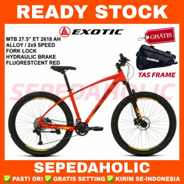Sepeda Gunung 27.5" Inch MTB EXOTIC 2618 AH FL BY PACIFIC Alloy 18 S - Dark Grey, BONUS TAS