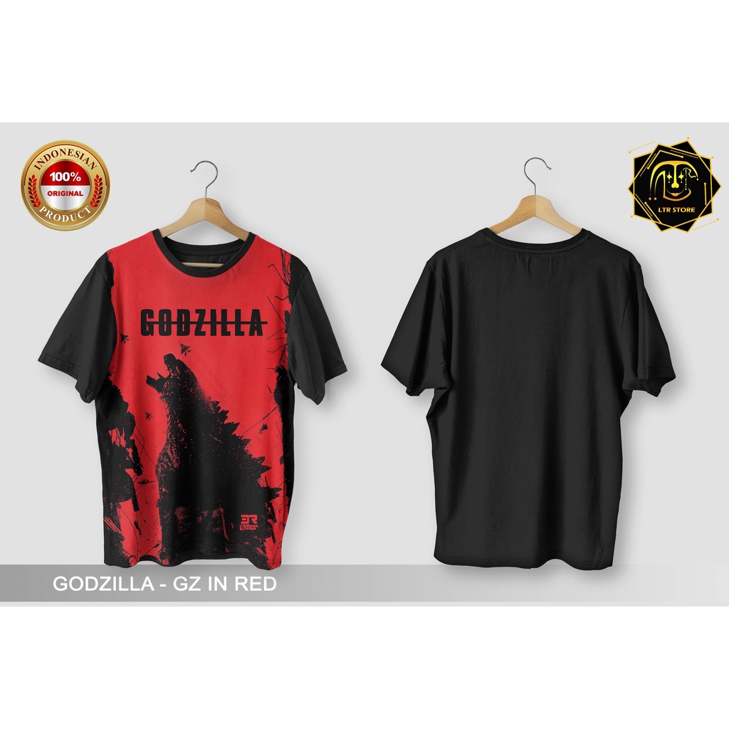 [ BAYAR DI TEMPAT ] BAJU PRINTING GAMBAR GODZILLA IN RED - KAOS DISTRO ORIGINAL GAMBAR FILM GODZILA 
