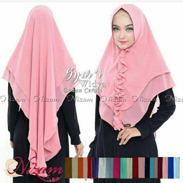 Fasion wanita jilbab Khimar 2 leyer lipit depan pinguin grosir ecer tanah abang kudus bandung