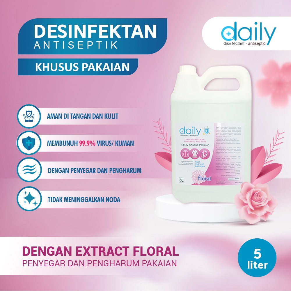 DESINFEKTAN DAILY FABRIC SPRAY ANTISEPTIC 5 LITER KHUSUS UNTUK PAKAIAN ANTIBACTERIAL