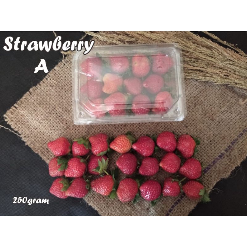 

Strawberry,stoberi,strawberri ,Grade A 250 gram,buah segar,murah,grosir,berkualitas