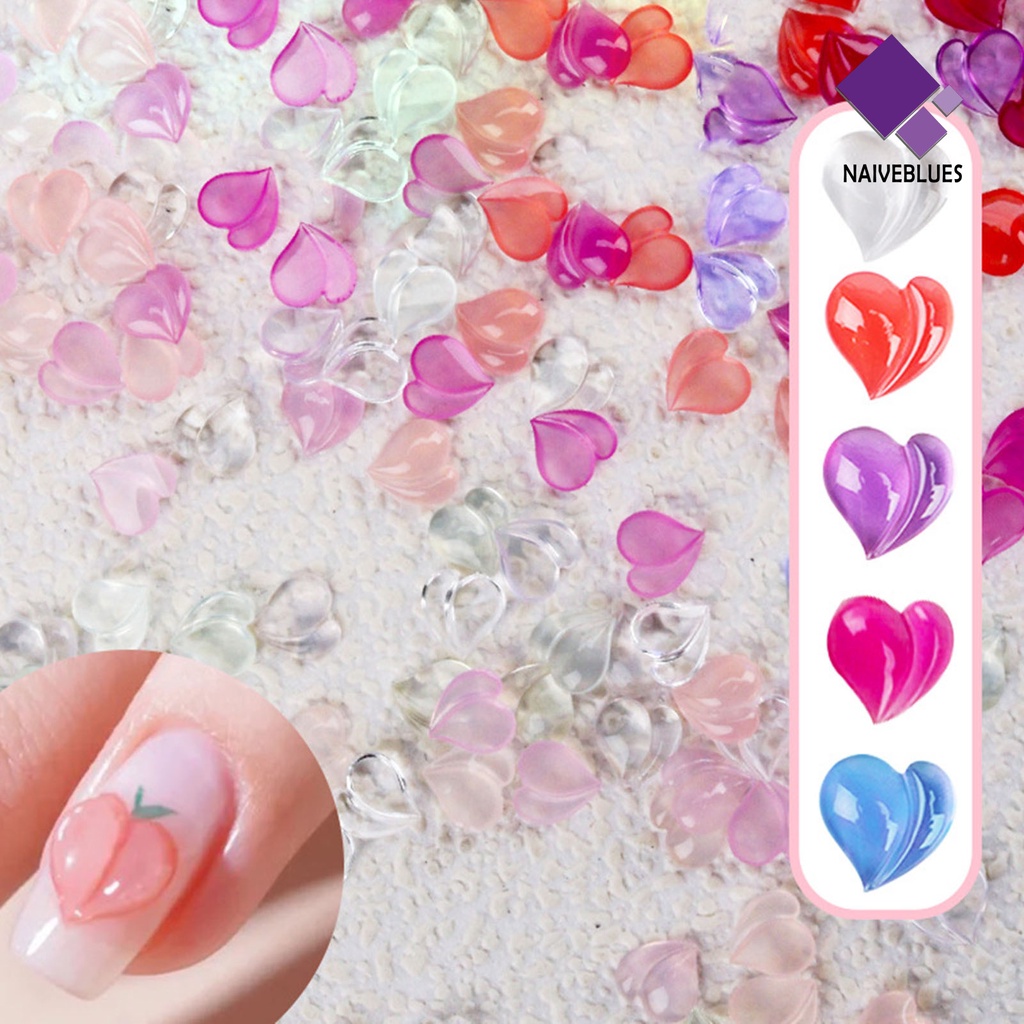 Naiveblue 50pcs / Set Berlian Imitasi Bentuk Buah Peach Bahan Resin Untuk Dekorasi Nail Art / Manicure