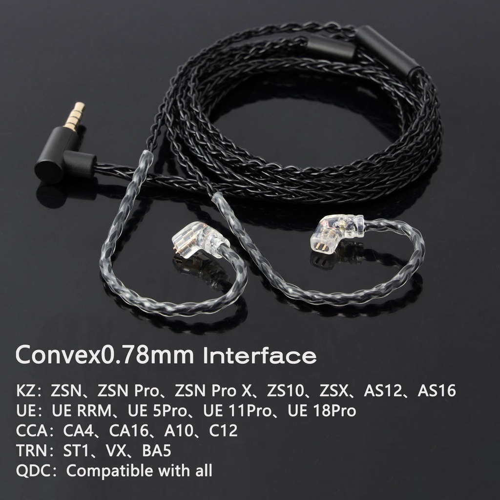 Jcally JC08S 5N 8 Core Kabel Upgrade HIFI Lapis Silver Dengan MIC 3.5mm MMCX / 2Pin 0.78 Untuk KZ TFZ CCA C12 ZST X EDX Zs