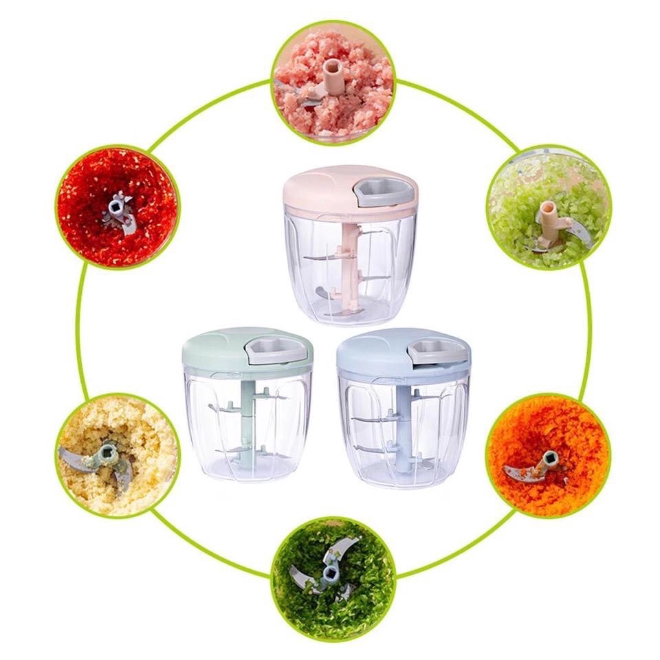 Chopper Besar Blender Tangan Tarik Manual Bumbu Dapur 5 Mata Pisau Perajang Serbaguna Alat Pencacah Portable Capsule