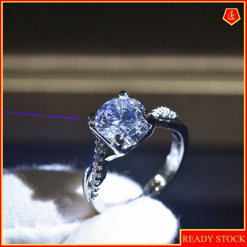 [Ready Stock]Simple Graceful 2 Karat Moissanite Women's Ring