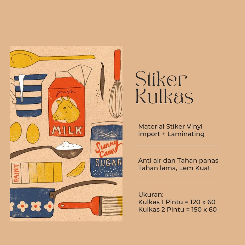 Stiker Kulkas 1 Pintu dan 2 Pintu Motif Kitchen Kode KN-17 - FX