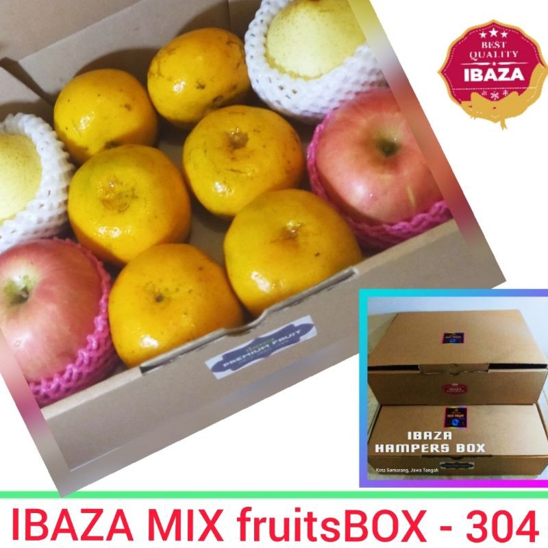 

HAMPERS BUAH SEGAR 304 - Buah Pir + Buah Apel Fuji + Buah Jeruk IBAZA Mix fruitsBOX