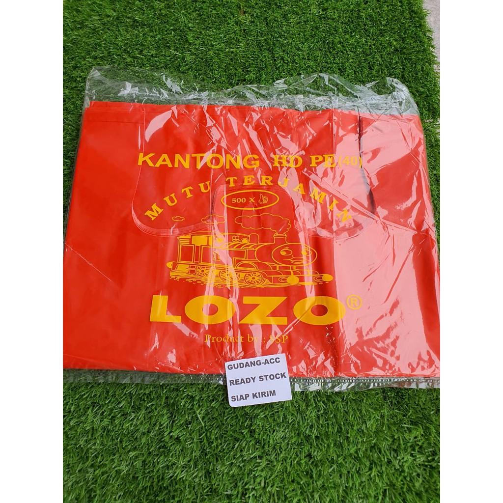 KANTONG Kresek Bahan Plastik Merek LOZO Loco Tebal Merah Ukuran 17 24 28 35 40 CM Merah