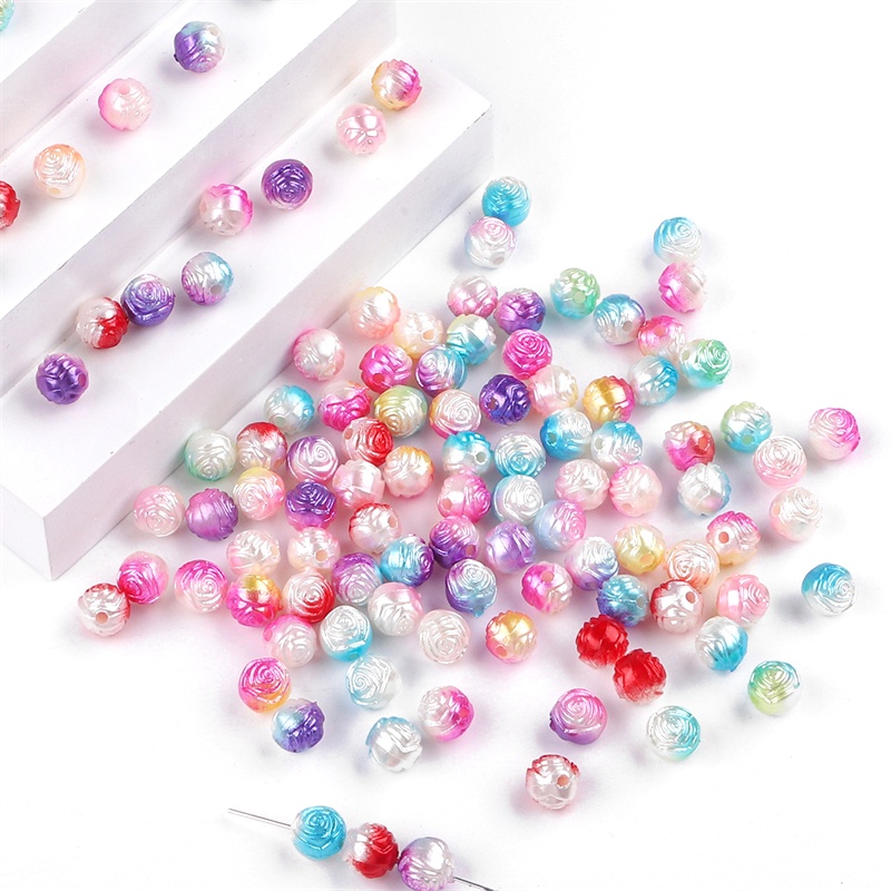 8mm Gradient Mermaid Pearl Beads pore-less gradient Color ABS Round imitation pearl DIY jewelry bracelet