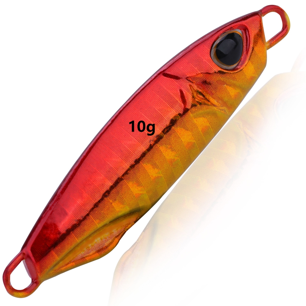 Sougayilang Fishing Lure Micro Metal Jigging Lure Artificial Laser Buatan Tangan Jig Sinking Bait Umpan Pancing Lure Plat Besi Fishing Baits-Color 2# 10g