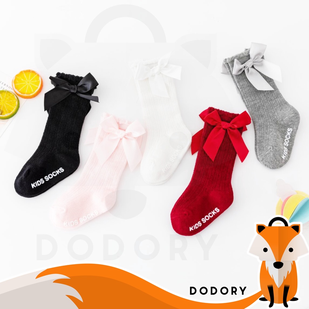 DODORY KS13 Kaos Kaki Pita Panjang Bayi Perempuan Baby Ribbon Socks Nyaman