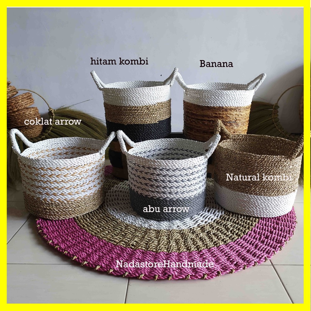 KERANJANG SEAGRASS DIAMETER 30 CM SATUAN / COVER POT SEAGRASS SATUAN