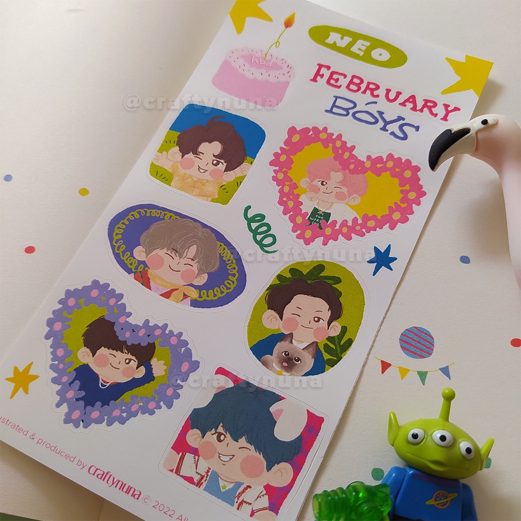 (NC-028) NEO FEBRUARY BOYS STICKER SET BIRTHDAY BOY NCT 127 DREAM WAYV FANART stiker kpop deco cartoon chibi cute