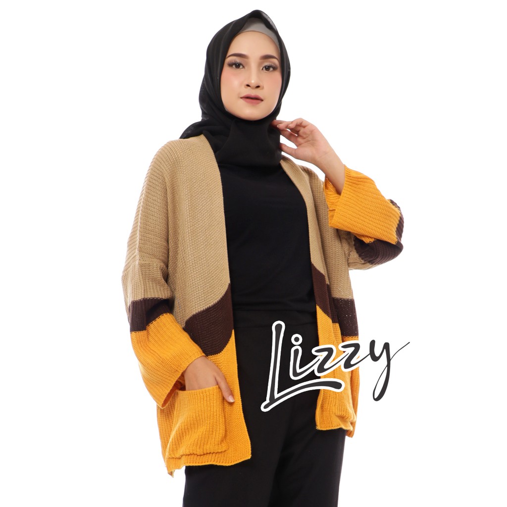 Lizzy - OVERSIZED CARDIGAN PASTEL GREYISH ARMY MIX PREMIUM