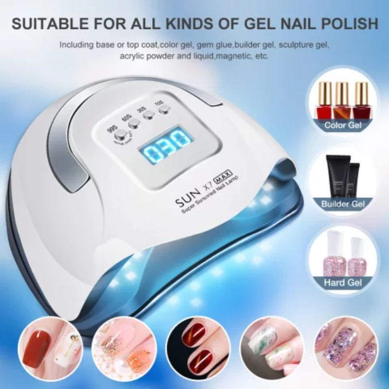 SUN X7 MAX 180W GARANSI SATU BULAN UV Lamp 57leds Alat Pengering Kutek UV Led Nail Lamp Pengering Kuku Profesional