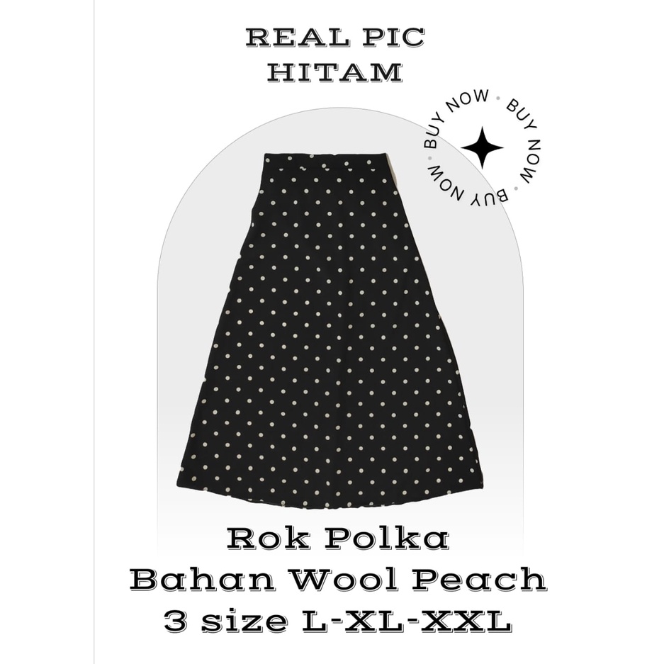 Rok Polkat Wanita Span Panjang Korea Style Motif Polkadot Bahan Wool Peach Good Quality Premium