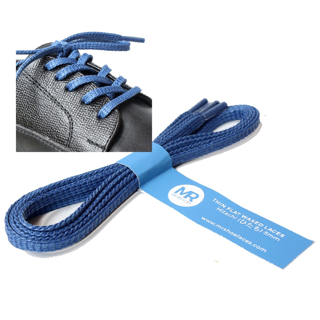 MR Shoelaces TH19 Hitachi (Endless Blue) Tali Sepatu Lilin Gepeng Thin 3-4mm (Waxed Laces) 50cm 80cm 120cm 150cm