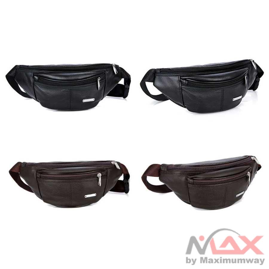 Hchuanghui Tas Pinggang Waistbag Pria Bahan Genuine Leather - MBA62 Warna Hitam