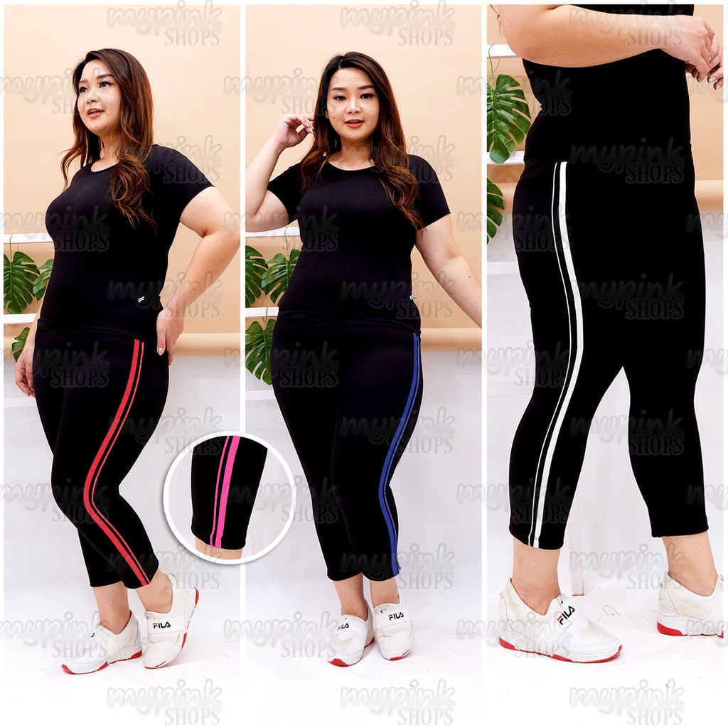 legging sport Legging Senam Jumbo Oversze List Stripe Import/Size XXL/7per8 (X3L5) celana legging pa