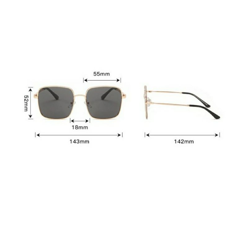 Kacamata Pria/Wanita-Fashion-Retro Vintage Segiempat Metal-Sunglasses-Korea KM K104 BIMG