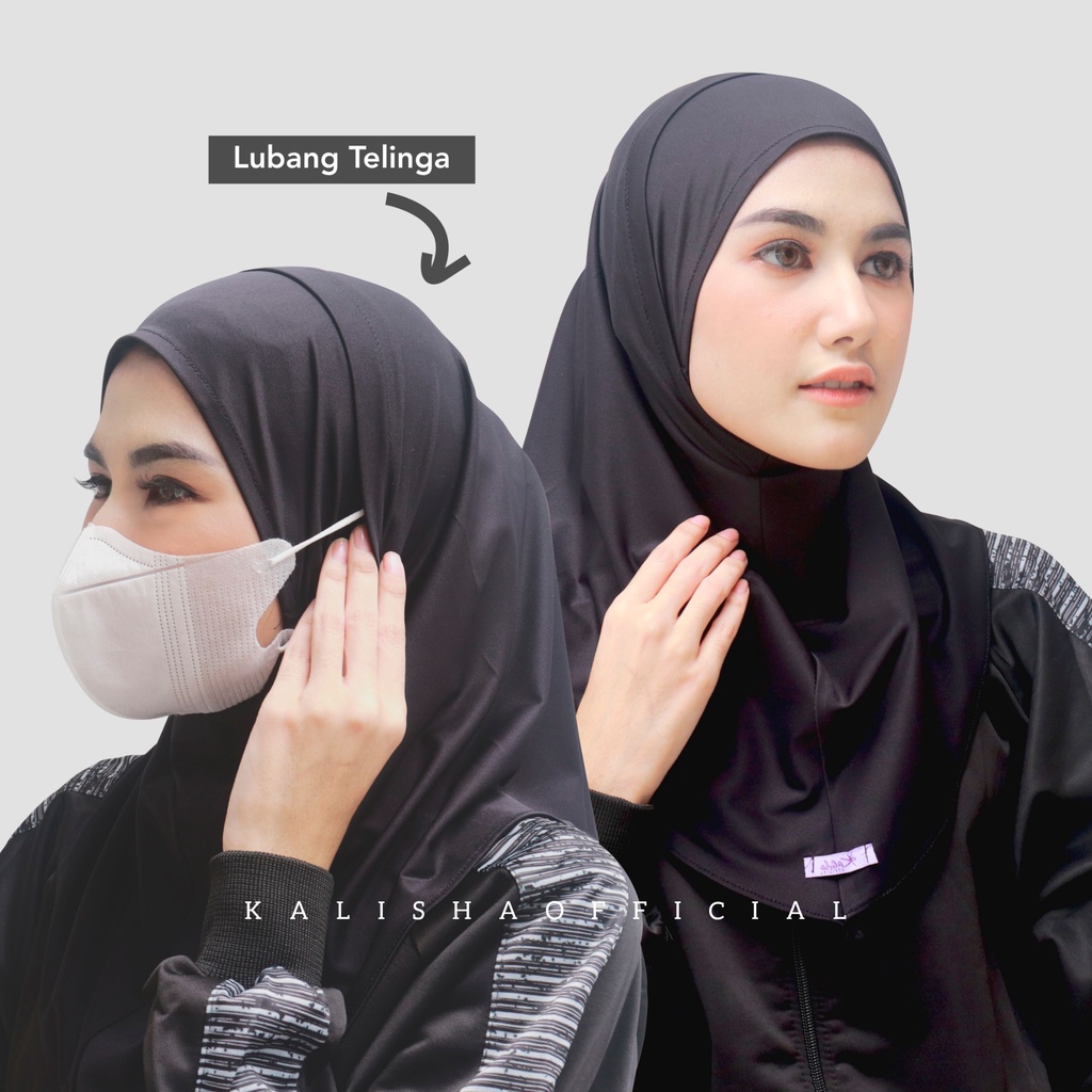 HIJAB MASKER HEADSET SPORTY HELMA / ACTIVE HIJAB EARPHONE MASK / HIJAB NEW NORMAL / HIJAB KHIMAR INSTAN BERGO MASKER EARPHONE BY KALISHA OFFICIAL-1