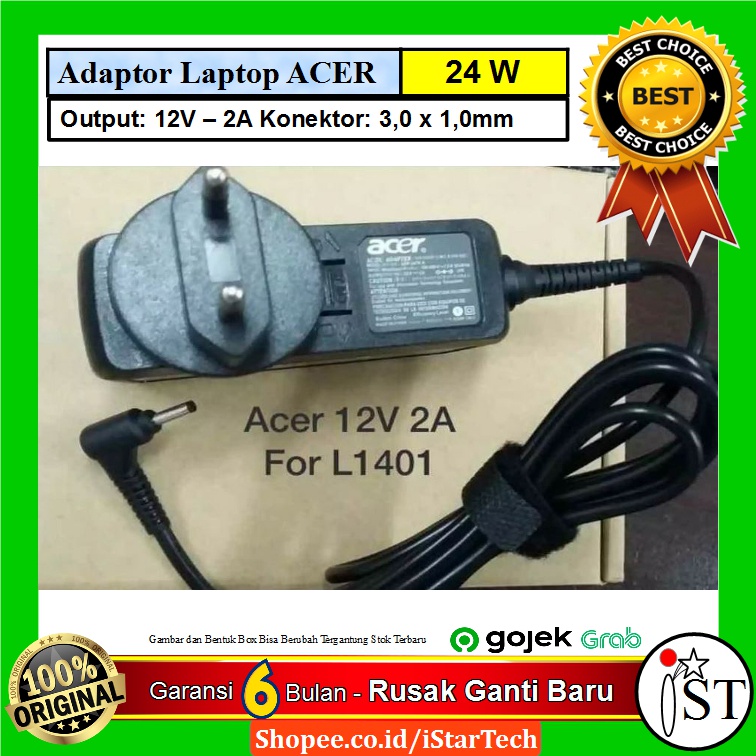 Adaptor Charger Acer One 14 L1410 L1410-C7TL L1410-C5VL L1410-C4VA - Hitam
