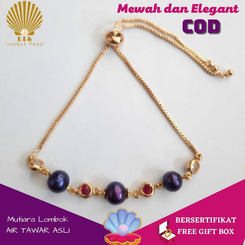 GELANG MUTIARA LOMBOK MUTIARA TAWAR GELANG SERUT ALL SIZE MUTIARA HITAM