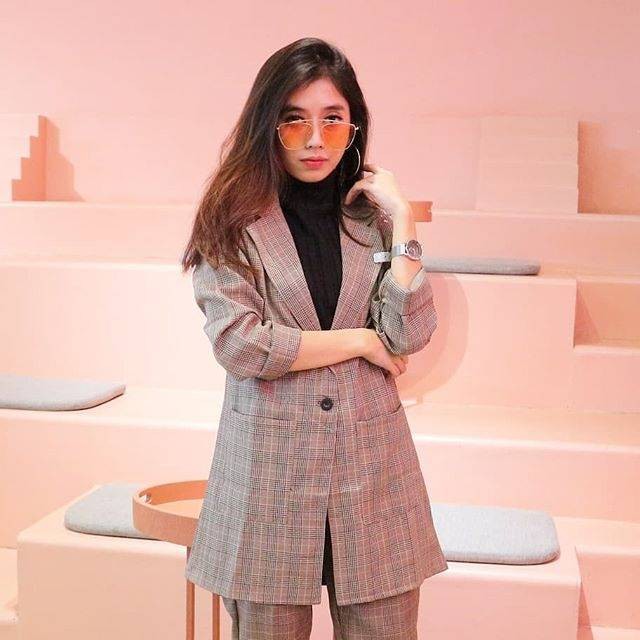BLAZER WANITA Panjang Hitam Korea Style Kekinian/ Blazer Tartan Brown / Tartan Set Brown