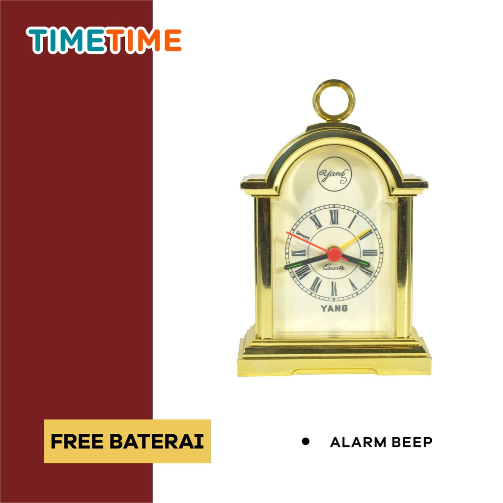 Jam Vintage Alarm Clock Jam Weker Vintage Klasik Warna Gold Free Baterai AA