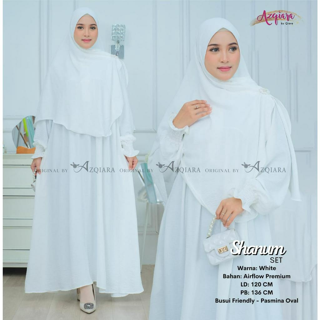 Shanum Syari Gamis Muslim Airflow Premium Original Produk By Qiara Fashion