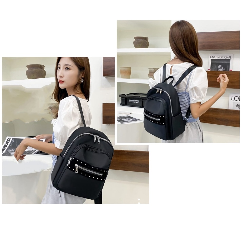 TAS RANSEL WANITA IMPORT ANTI AIR HITAM LUZOU BACKPACK TA556B5 GENDONG SEKOLAH CEWEK MURAH KULIAH KERJA PREMIUM PUNGGUNG BATAM REMAJA RANGSEL KOREA