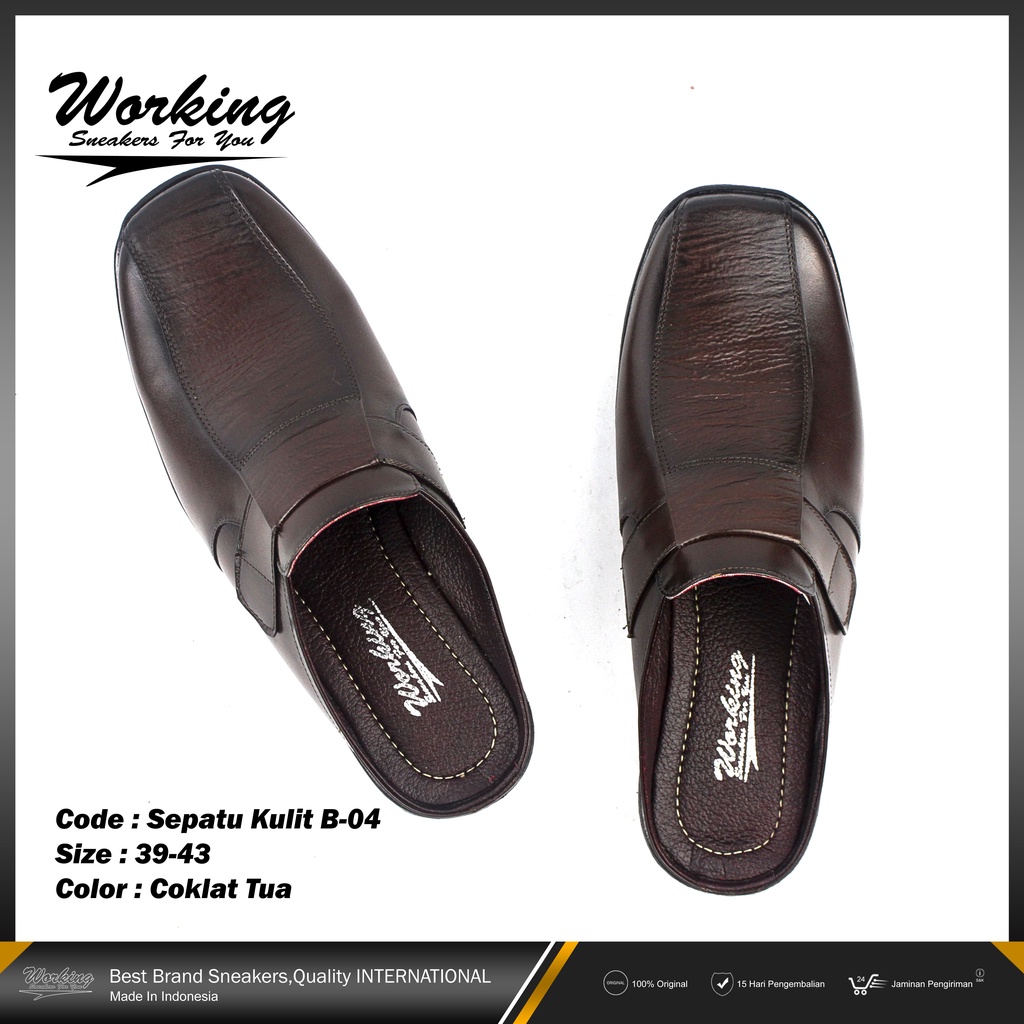 Sepatu Pria Kulit Working B-04 // Sepatu Kerja // Sepatu Pria Keren // Sepatu Kulit Asli 100% Realpict Bisa COD