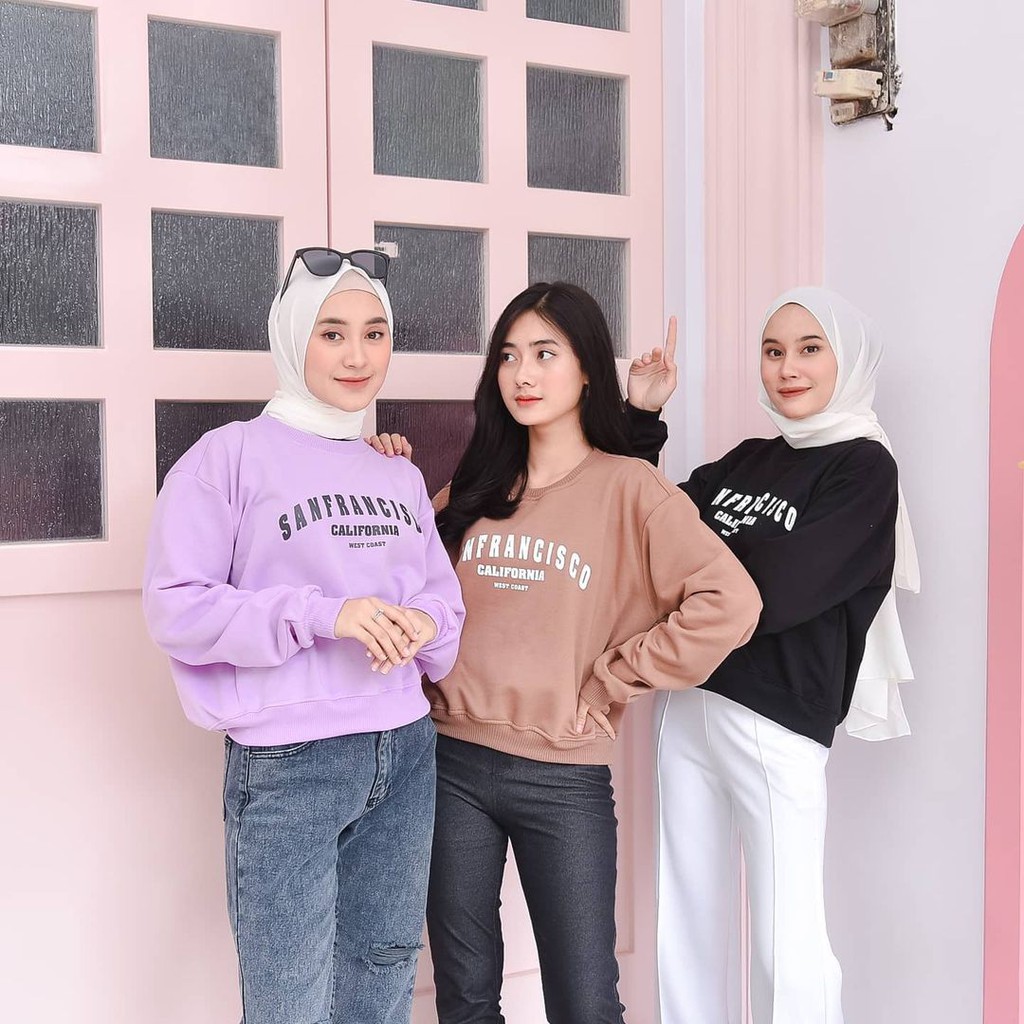 Sweater Croped Wanita atasan Oversize Sweater wanita murah