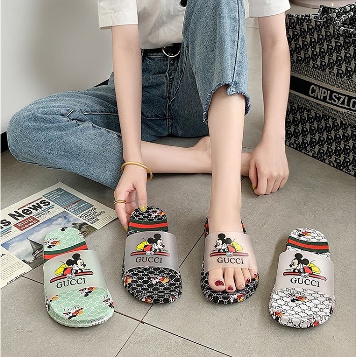 COD✓ SANDAL MICKEY GG STRIPE SANDALS 031260