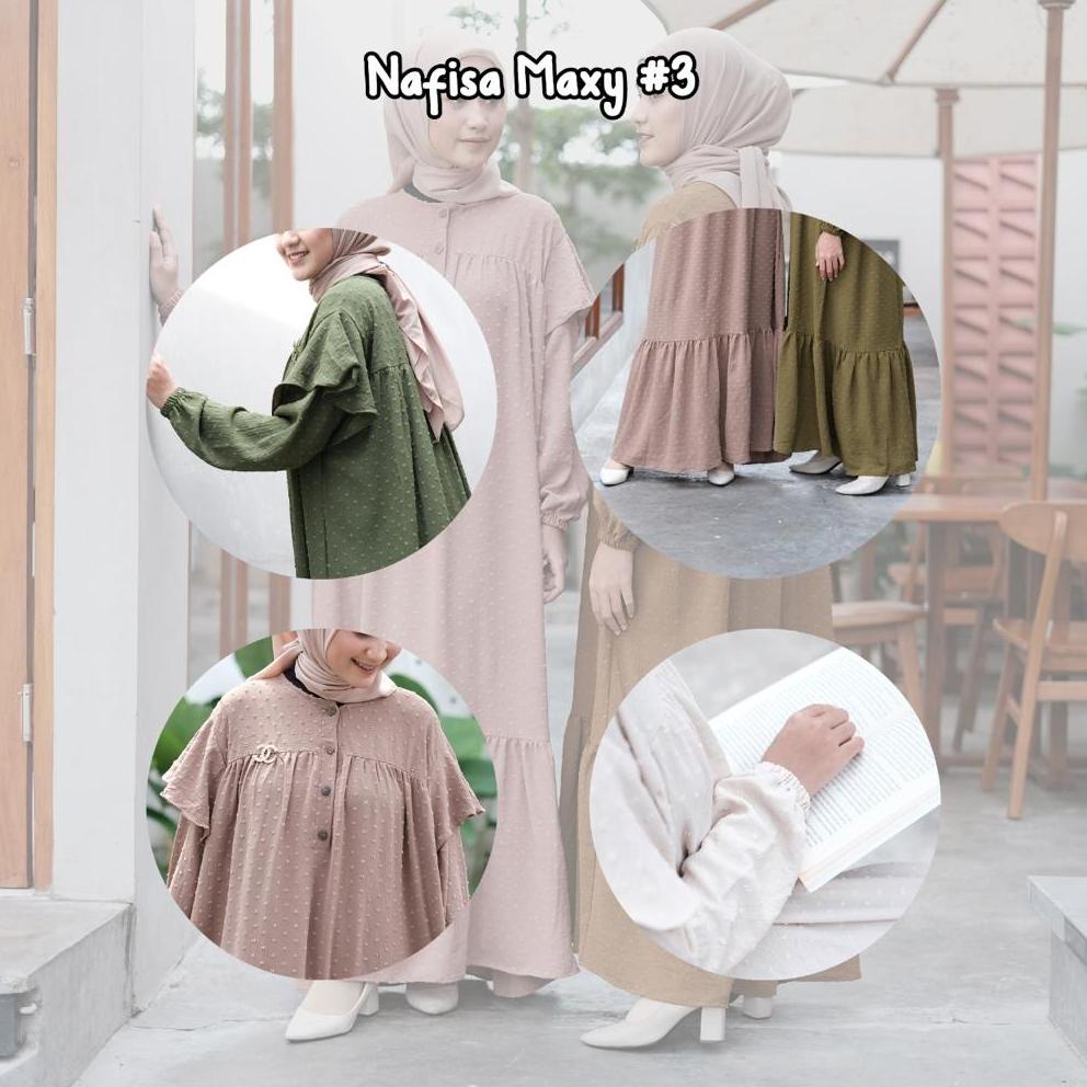 Gl31au22ᴰ ◦ Vente Daily Nafisa Maxy Dress Jumbo Crinkle Ruby Motif Polos Maxi Gamis Muslim Wanita LD