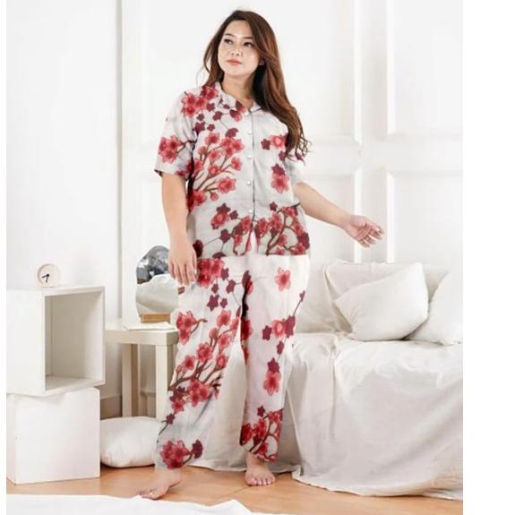 New pajamas wanita jumbo/setelan wanita jumbo/baju setelan kekinian/piyama jumbo