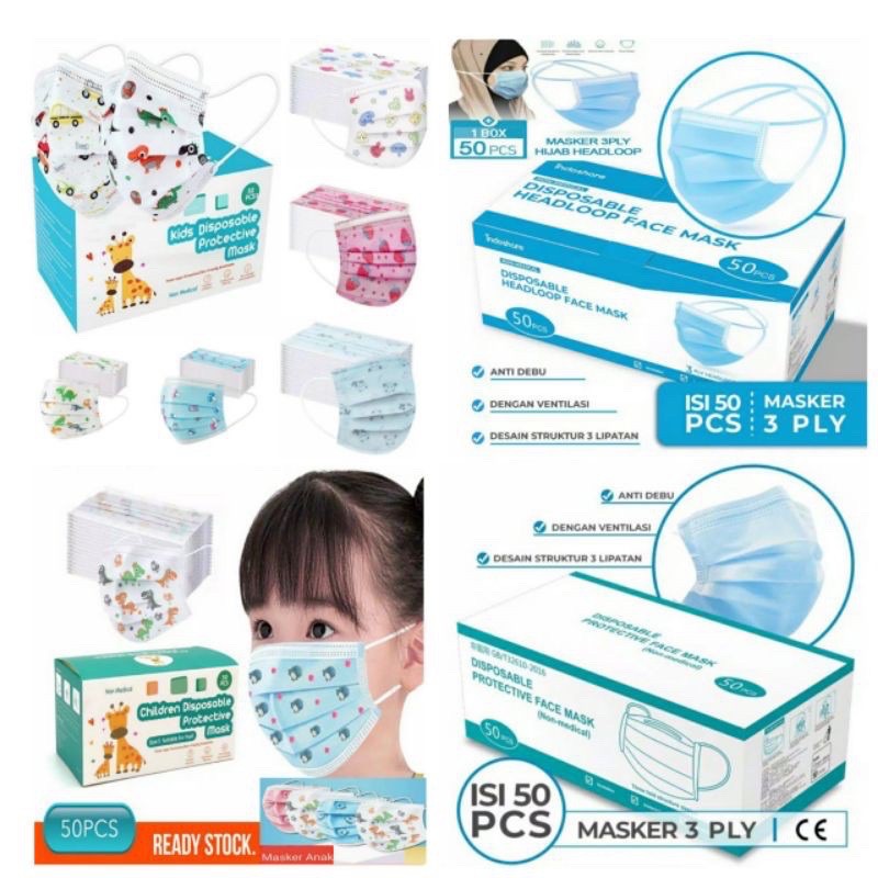 MASKER 3PLY MASK 50 PCS / MASKER 3PLY MASKER NON MEDICAL MASKER ANTI DEBU