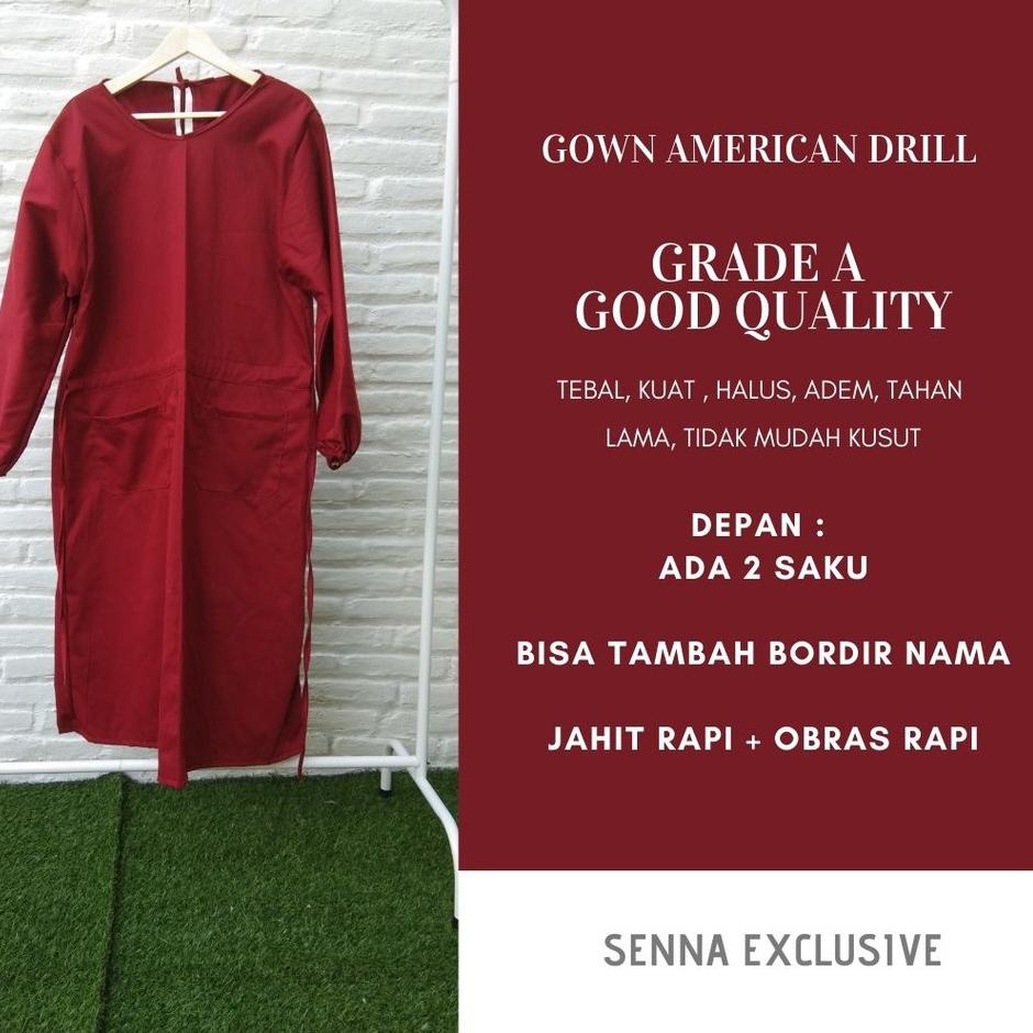 〚REST〛 GOWN APD KAIN DRILL OK Gown Surgical Apron Bedah Seragam Perawat Jubah OK Drill Terlaris BAJU