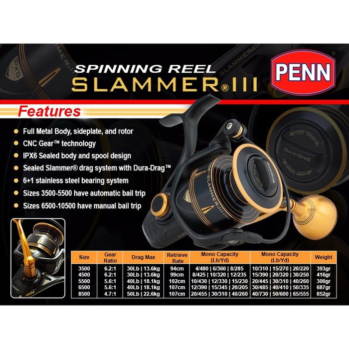 Reel SPINNING PENN SLAMMER III 4500