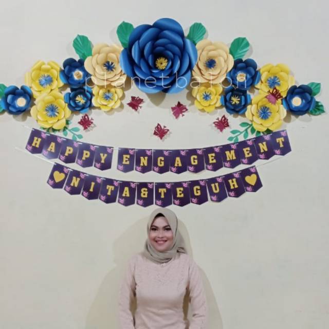Paper flower murah engagement + custom flag