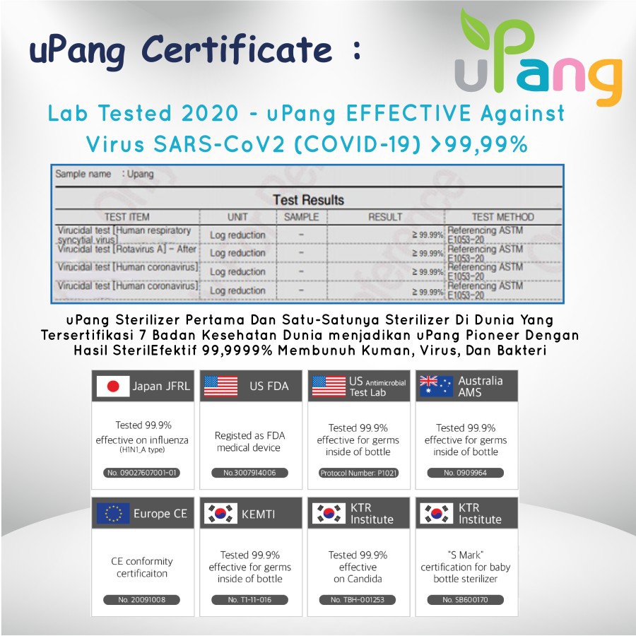 uPang PLUS+ LED 9th Generation UV Sterilizer Tanpa Air (Seri LED)