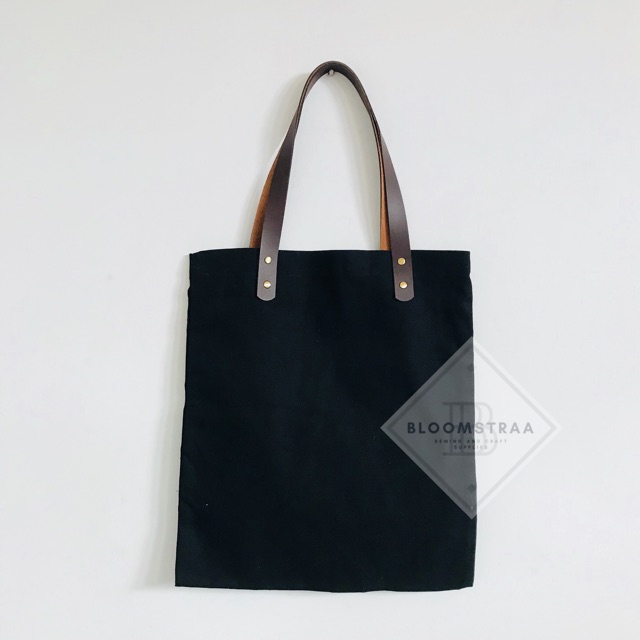 Canvas Tote Bag Handle Kulit Canvas Tote Bag with synthetic leather handle tote bag kanvas totebag