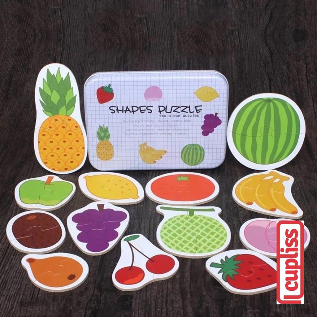 Shapes Puzzle Fruits Mainan Edukasi Anak Puzzle kayu