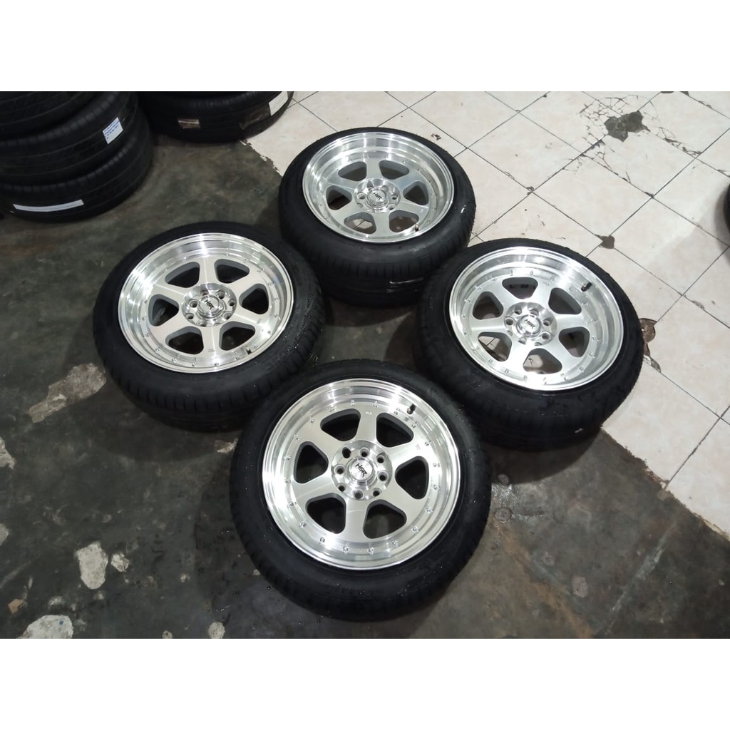 Velg Mobil Bekas Copotan Racing Hsr Rumoi Celong Belang Ring 17 Lebar 7,5/8,5 Pcd 4x100 4x114 + Ban