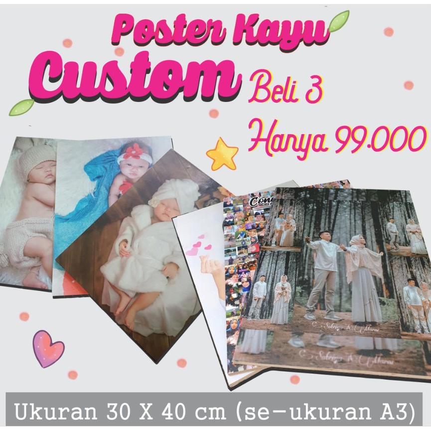 CUSTOM Poster Kayu Walldecor Hiasan Dinding Foto/KPOP/JPOP/Anime Untuk Hadiah Souvenir 30cm x 40cm