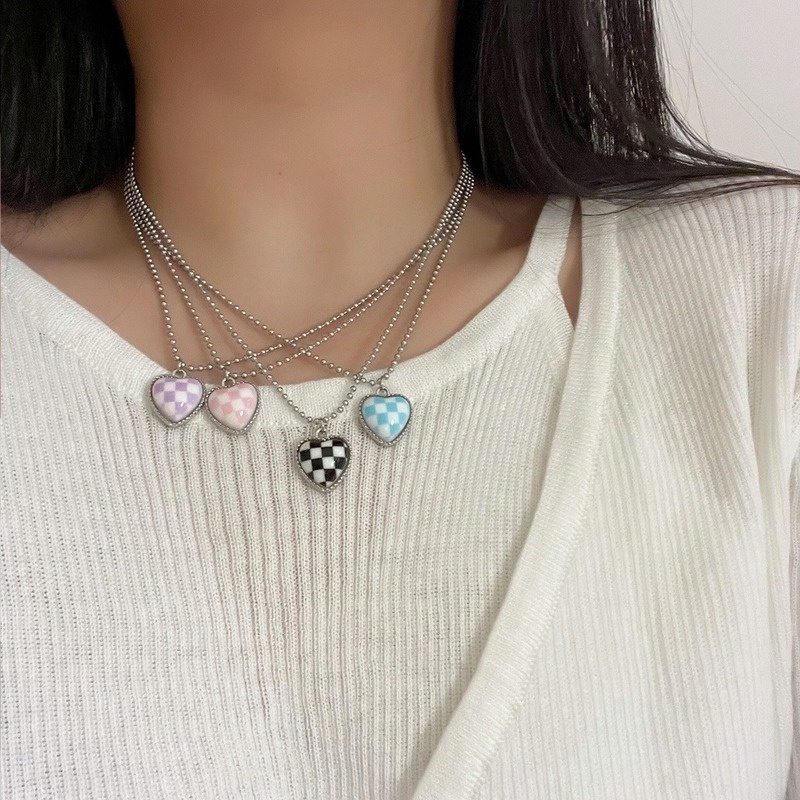 YEEZII Kalung Rantai Liontin Hati Warna Silver Untuk Wanita