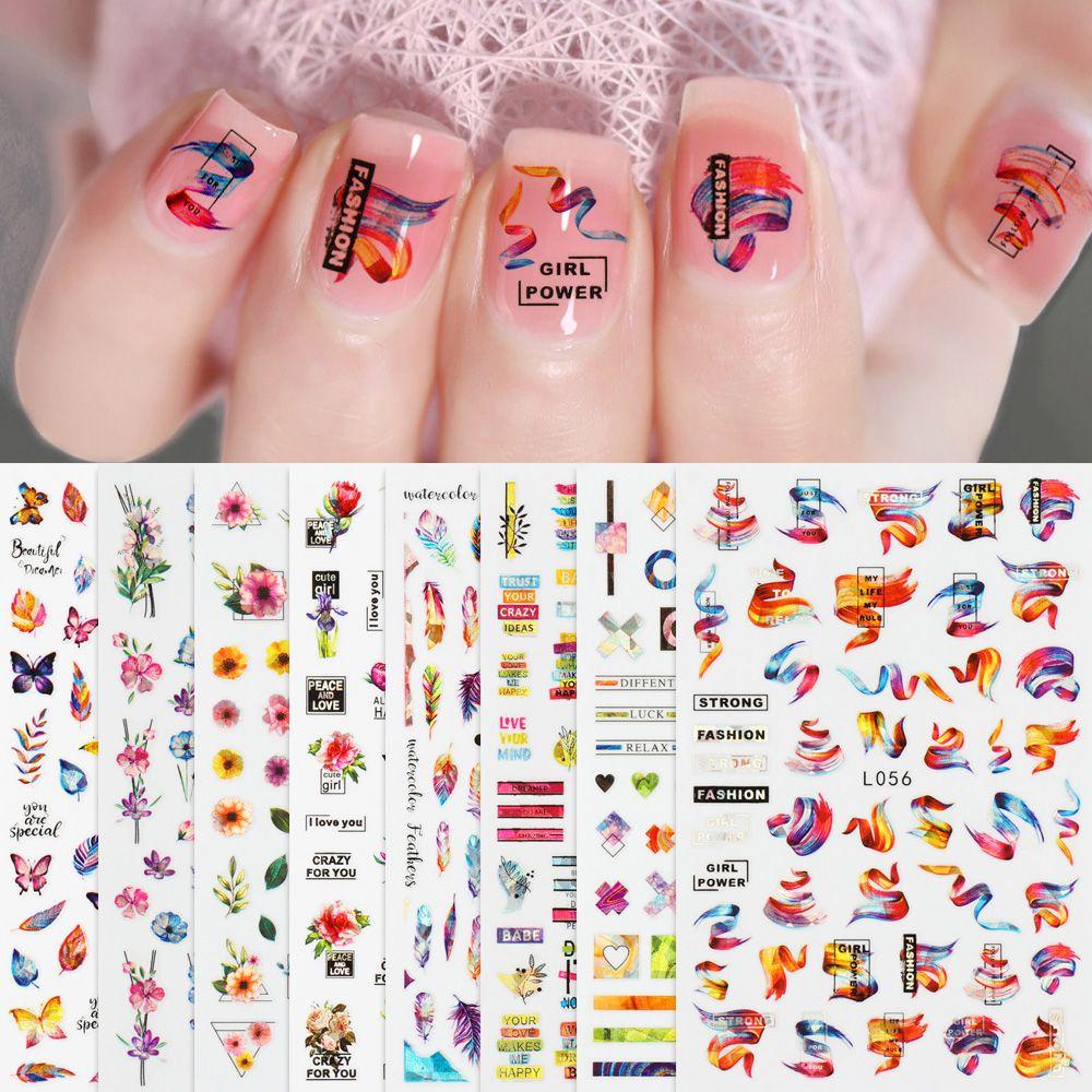 R-flower 3D Stiker Kuku Nail Art Bunga Mawar Anti Air Aurora Silver Bersinar