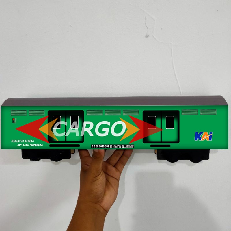 Gerbong Kereta Api Cargo Green Code 60  - MINIATUR KERETA API KAYU SURABAYA