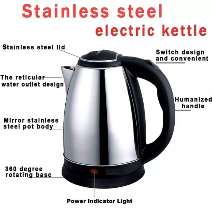 FUTAKO Teko Listrik 2 Liter Bahan Stainless Steel