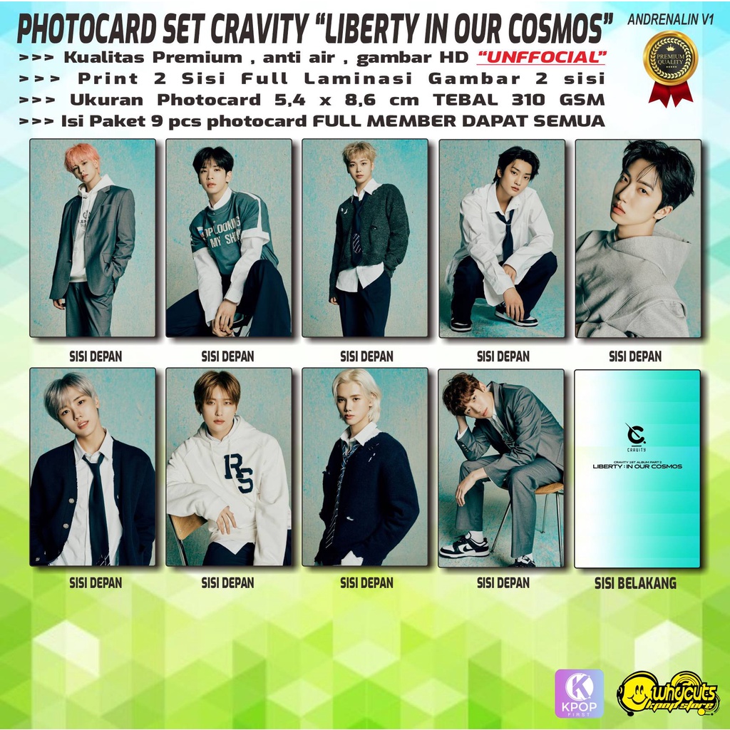 PHOTOCARD SET PC KPOP PREMIUM CRAVITY LIBERTY IN OUR COSMOS / PRINT 2 SISI FULL LAMINASI GLOSSY / ANTI AIR